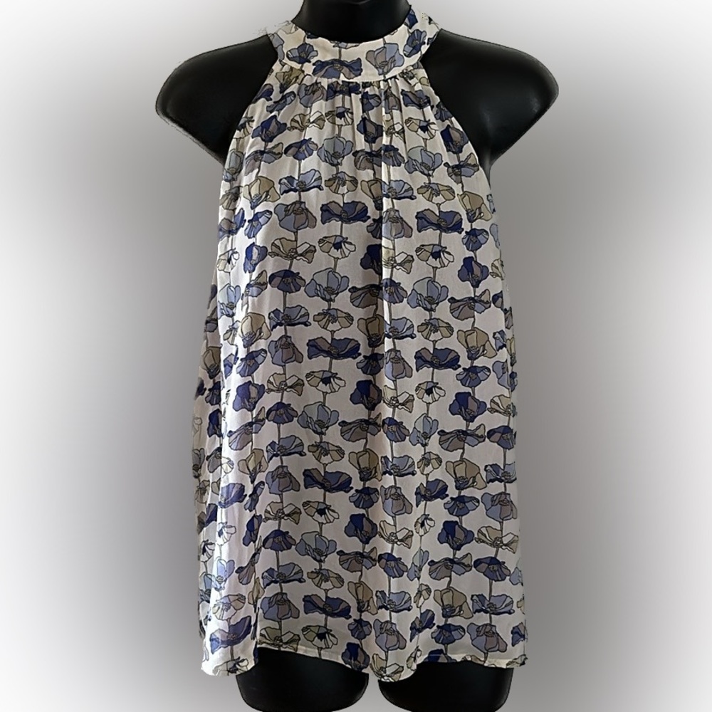 New York & Co blue floral halter top NWT size M